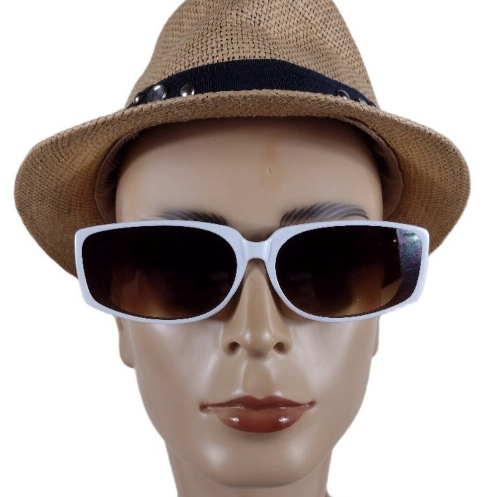 ELLURE  RECTANGULAR WHITE PLACTIC SUNGLASSES # ELS112